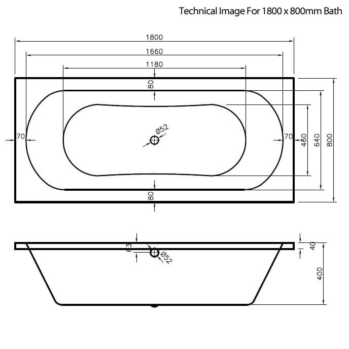 Premier Otley Round Double Ended Bath 1700x700mm & FREE Bath Panel Acrylic Front 