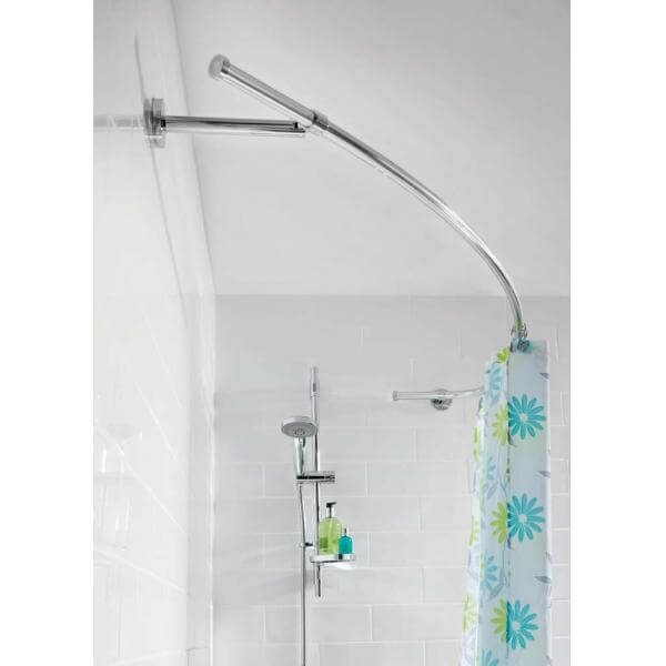 Croydex Luxury Curved Chrome Shower, Shower Curtain Wall Brackets