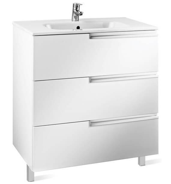 Gloss White 3 Drawer Vanity Unit, Bathroom Vanity Unit 600 X 300