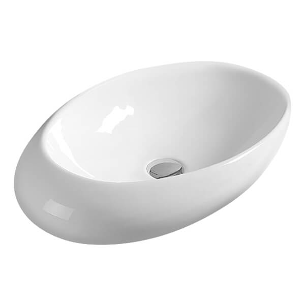 320mm Oval Countertop Basin White, White Quartz Vanity Top 490