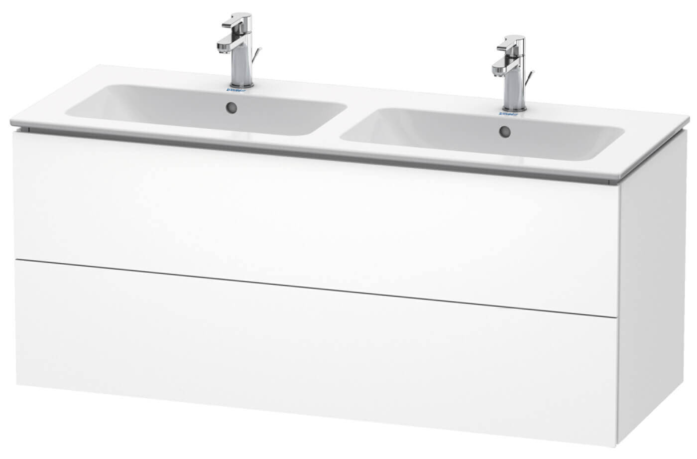 Duravit L Cube 1290mm Wide 2 Drawers, Double White Vanity Unit
