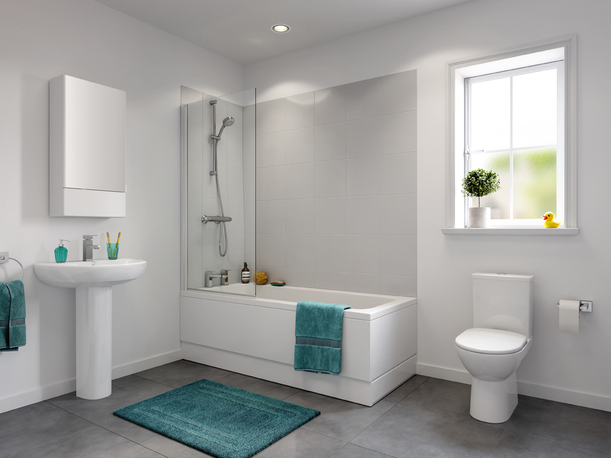 Twyford Geo 1500 x 800mm Single Panel Bath Screen With Polished Silver