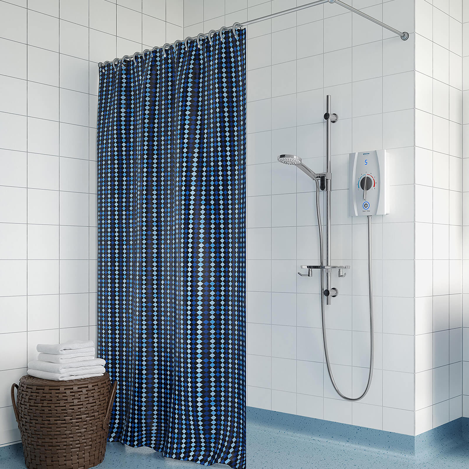 Bristan Joy Care Thermostatic White, Electric Shower Curtain