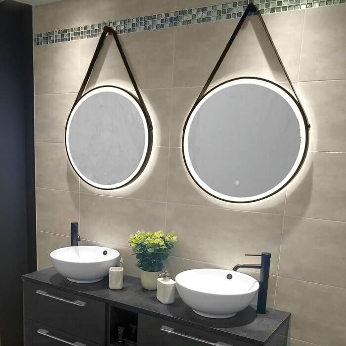 Hib Solstice Led Illuminated Round, Round Black Framed Bathroom Mirror