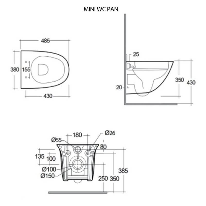 Rak Sensation Mini Wall Hung Rimless Wc Pan With Urea Soft Close Seat - Rak Wall Hung Toilet Fitting Instructions