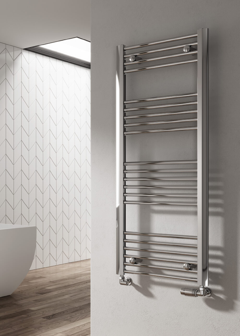 Reina Divale 530mm Wide Straight Aluminium Towel Rail.