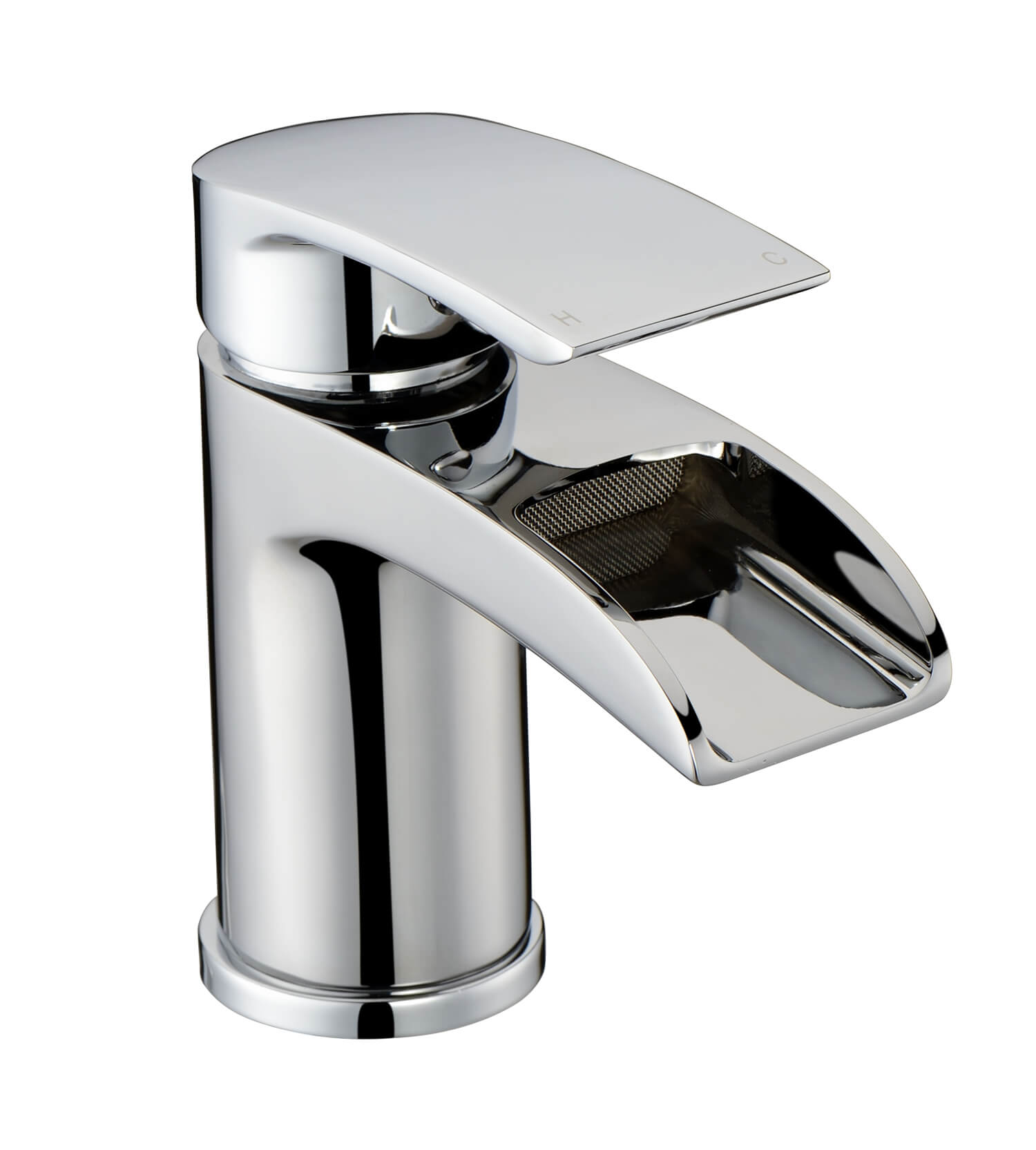 Silver Waterfall Spout Bathroom Basin Mixer Faucet Single Handle Deck Mount Taps 