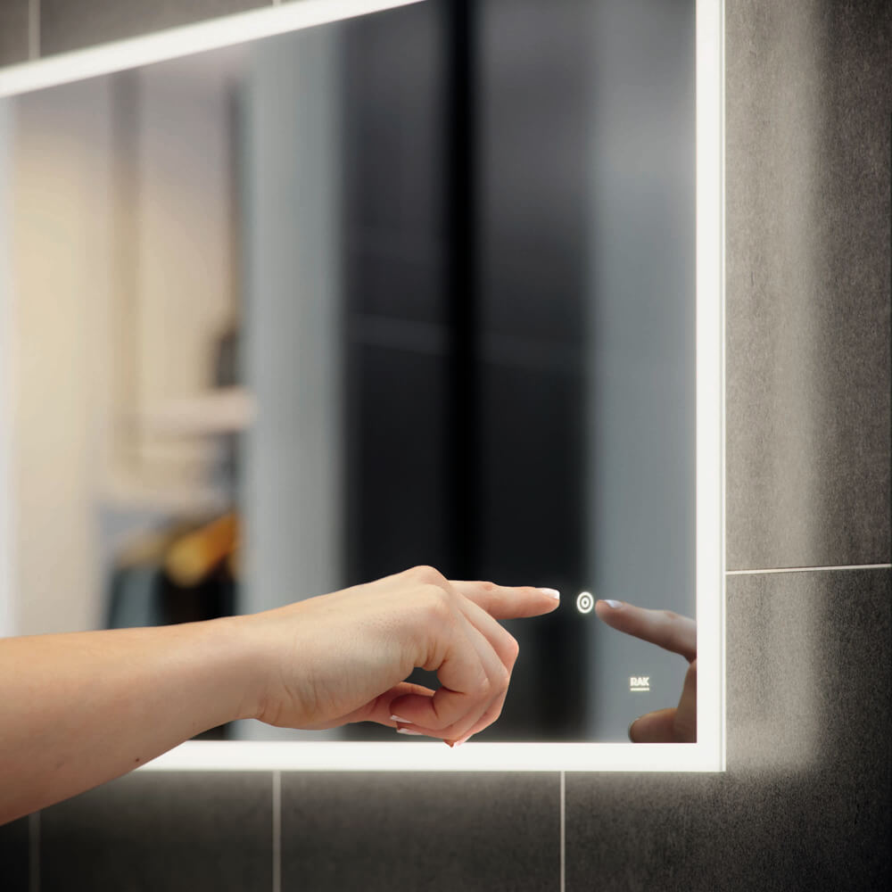 Mains Powered White LED Bathroom Cabinet Mirror Touch Sensor Socket Fog Demister 