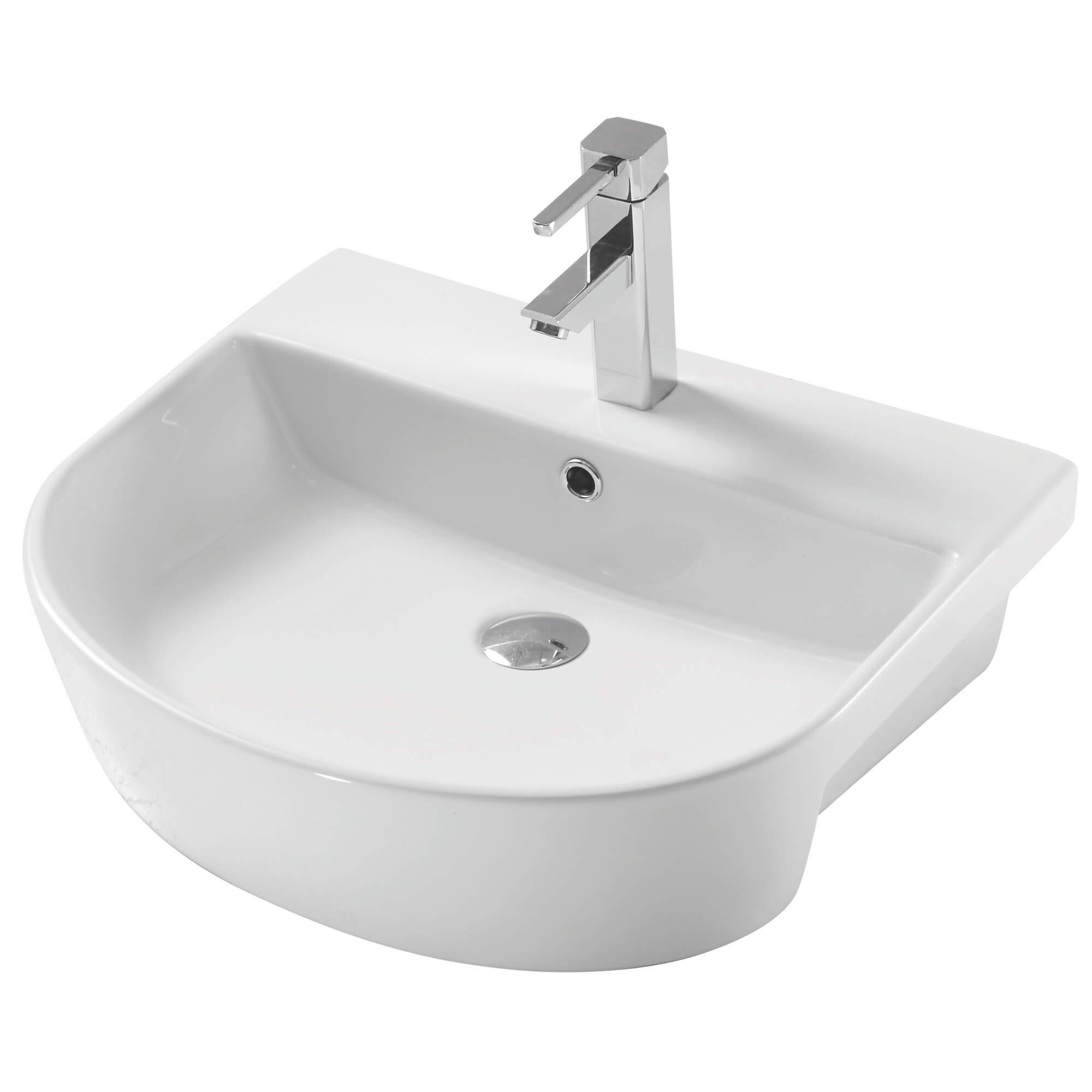 Kartell Modern Bathroom Cloakroom Wash Basin Sink Single Tap Hole Ceramic White 5055681401184 