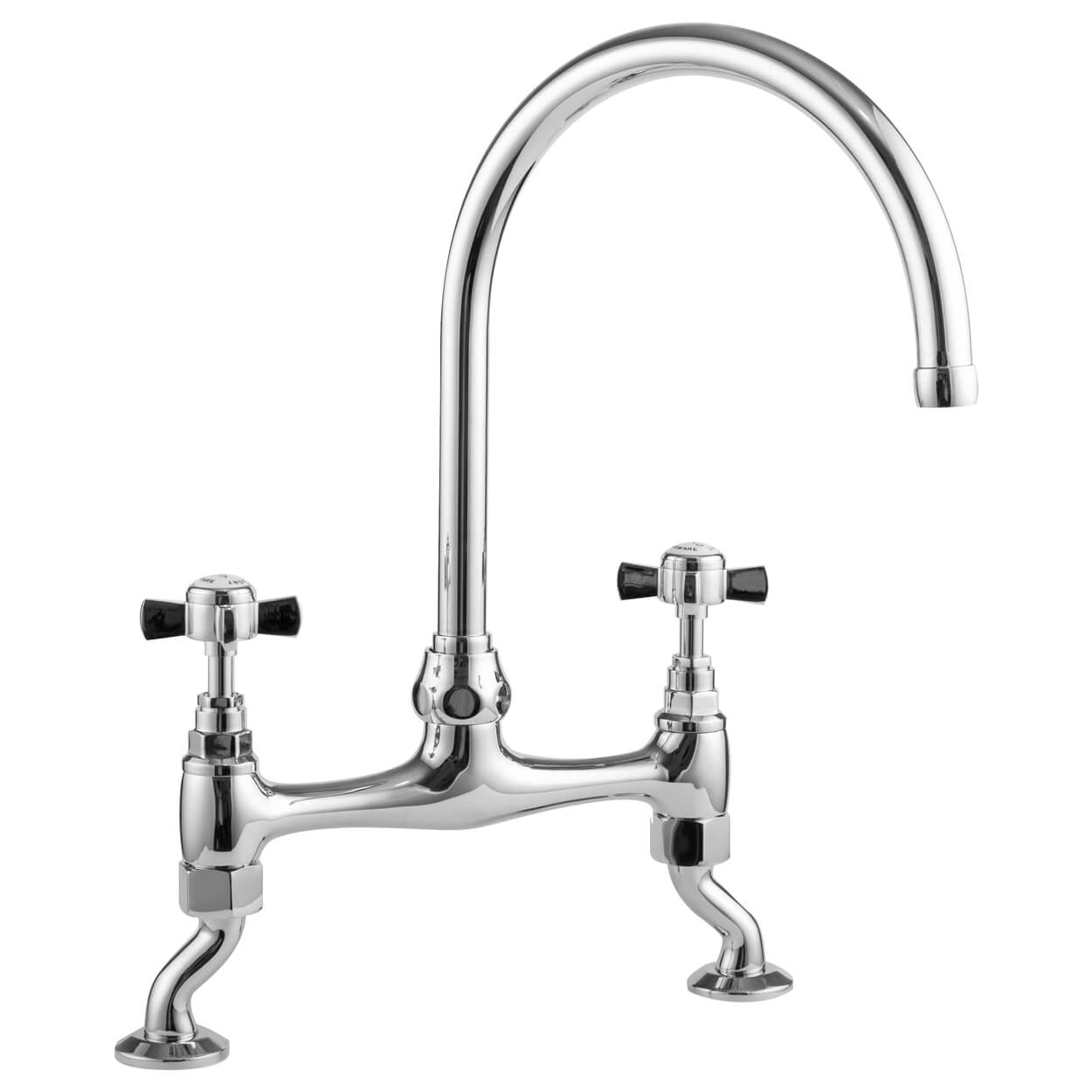 Chrome Traditional Bridge Kitchen Sink Mixer Tap Ceramic Levers 1/4 turn taps