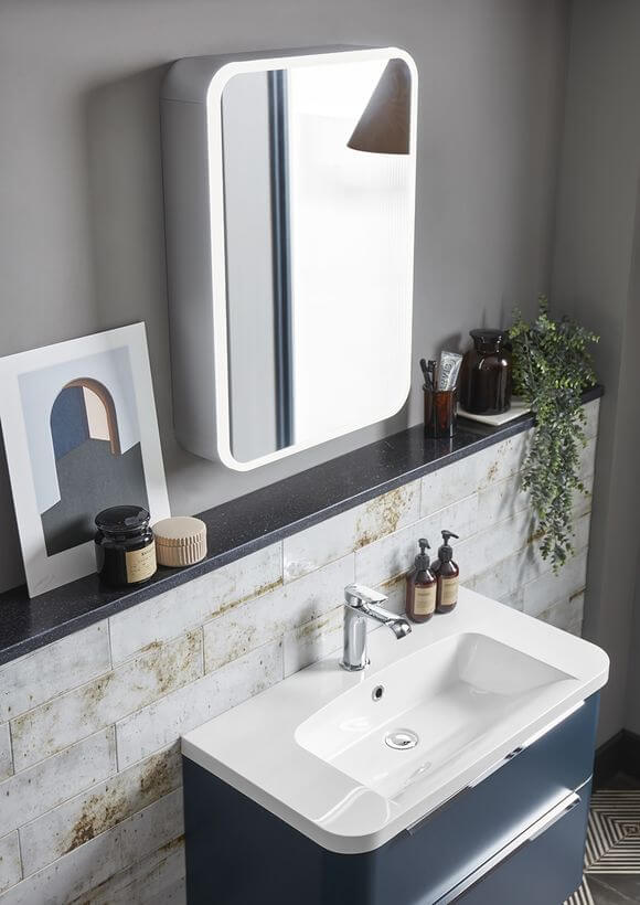 Roper Rhodes System 500mm Wide Illuminated Single Door Mirror Cabinet Syc050 - 500mm Wide Bathroom Cabinet