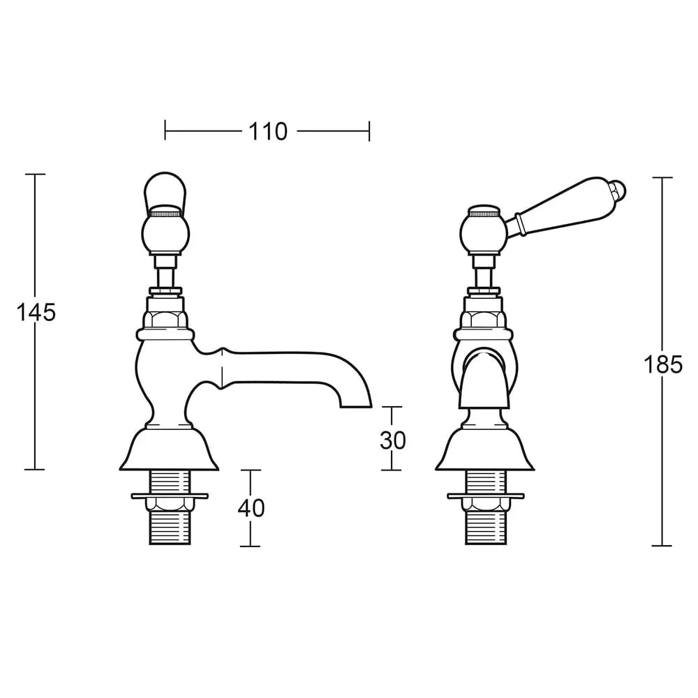 Imperial Radcliffe Half Inch Basin Pillar Taps RADBASINTAPSBCP
