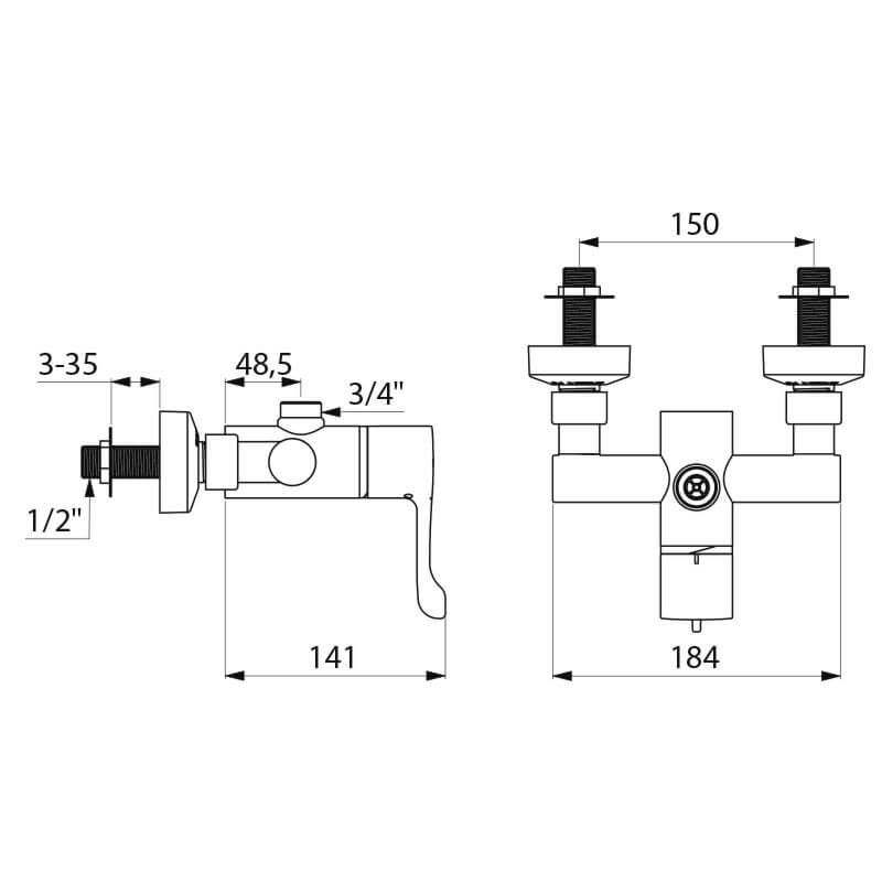 Delabie Securitherm Sequential Thermostatic Shower Mixer Valve Chrome