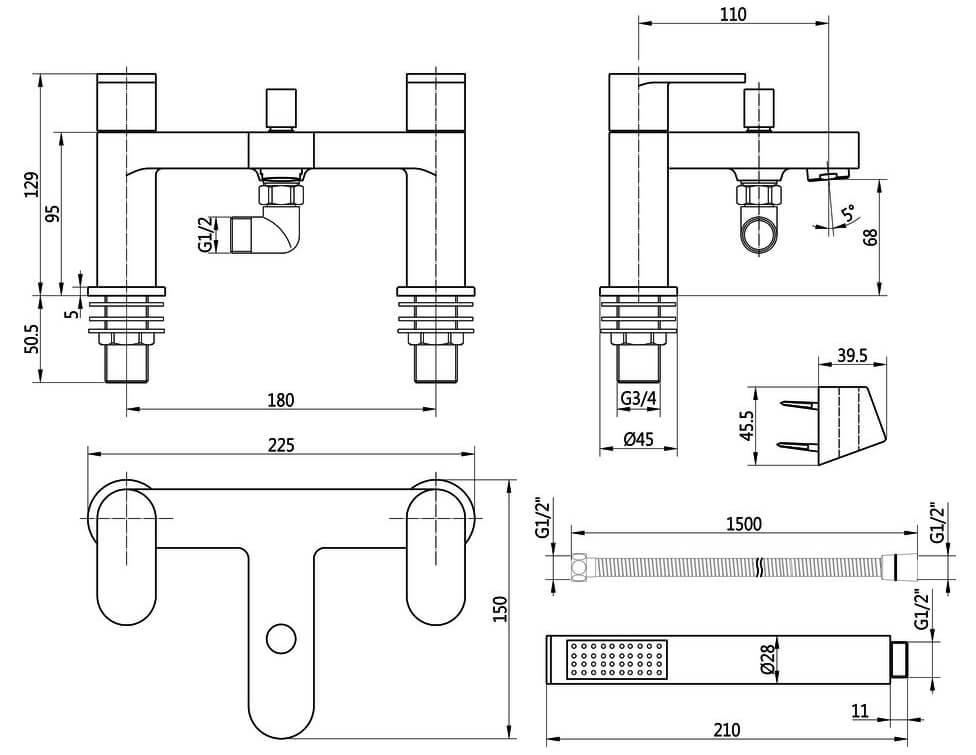 Joseph Miles Reid Deck Mounted Chrome Bath Mixer Tap