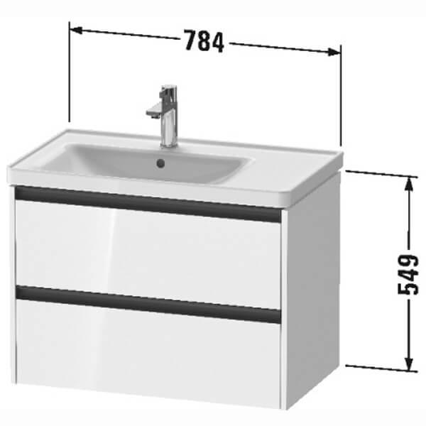 Duravit Ketho2 Wall-Mounted Vanity Unit With 2 Drawers.