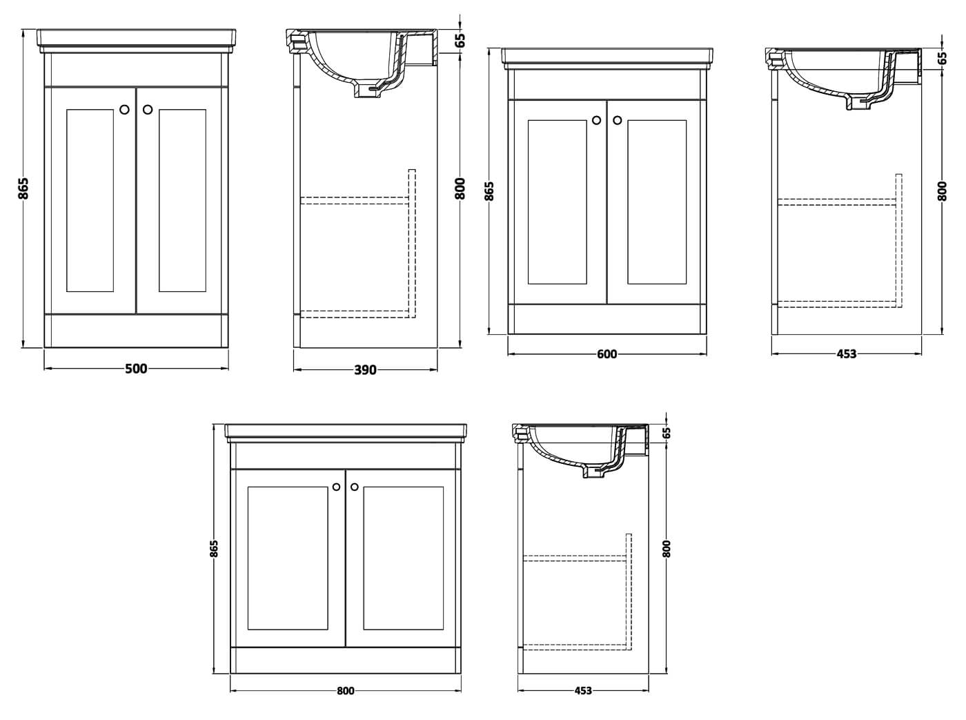 Nuie Classique Two Door Floor-Standing Cabinet And Basin - CLC123A.