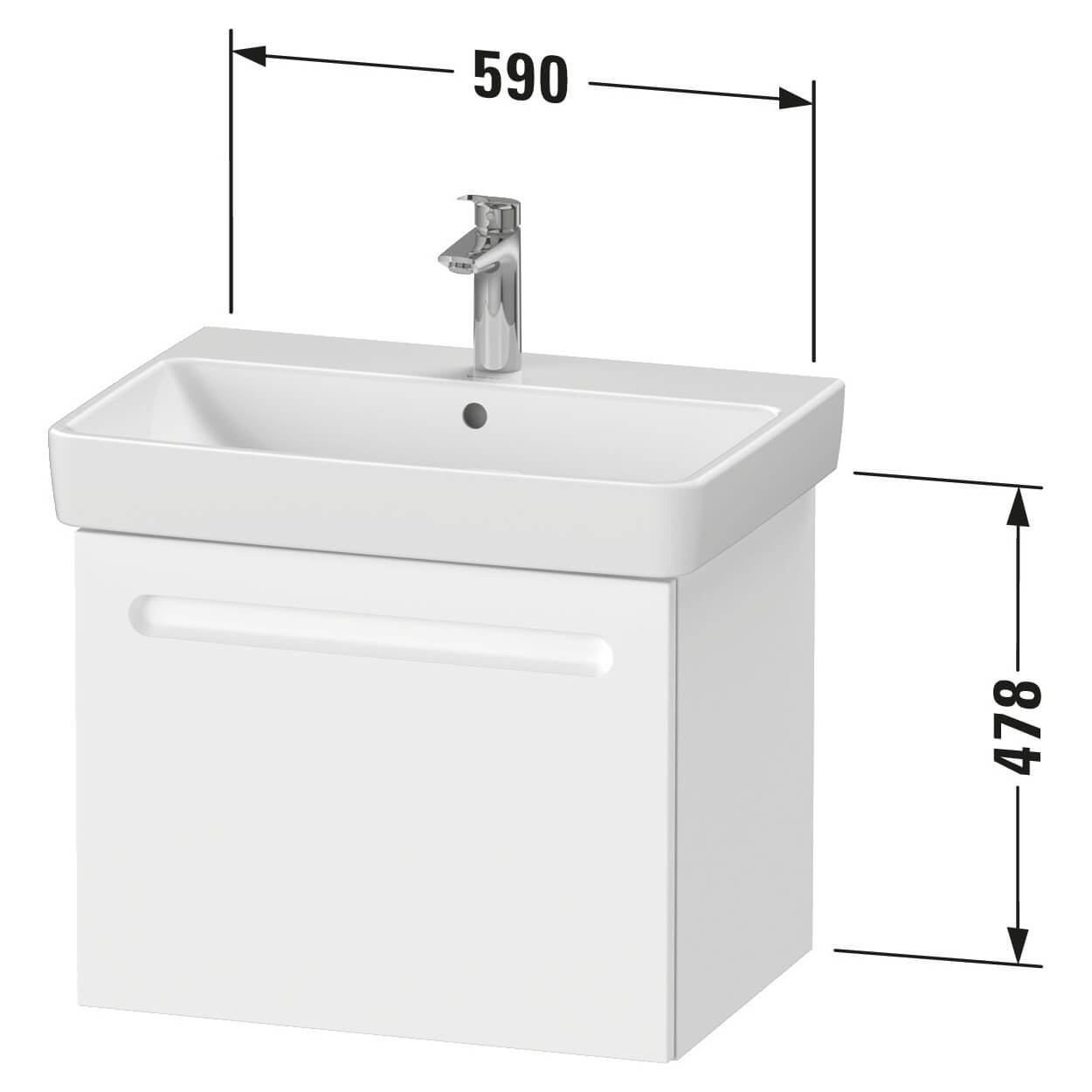 Duravit No.1 Wall-Mounted 1 Pull-Out Compartment Vanity Unit-N14280