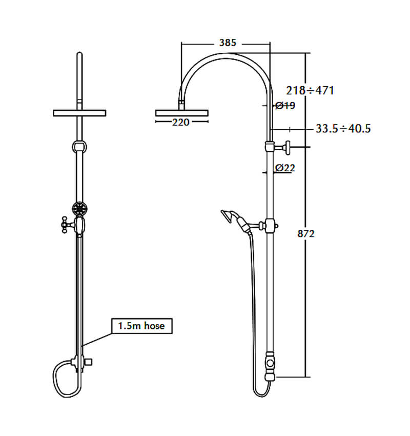 Imperial Westminster Rigid Riser With Slim Amena Shower Head And White ...