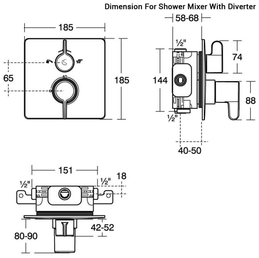 Ideal Standard Freedom BuiltIn Thermostatic Chrome Shower Mixer Valve