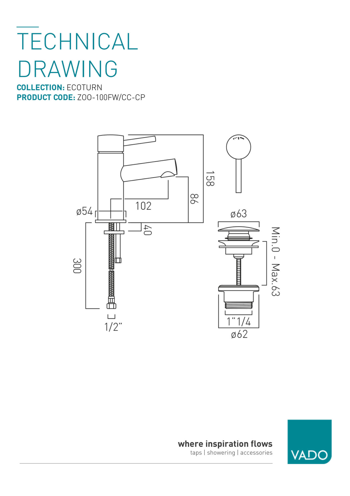 Vado Zoo Single Lever Deck Mounted Mono Basin Mixer Tap