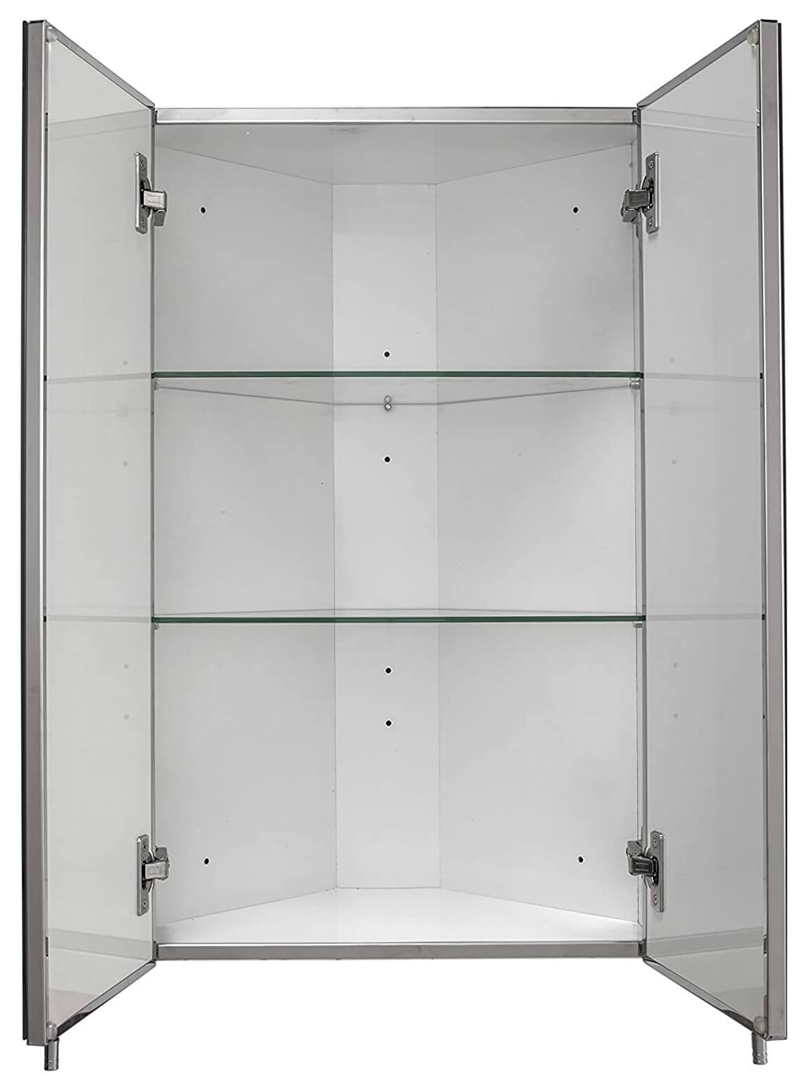 Croydex Avisio Corner Mirror Cabinet Double Door Stainless Steel Modern WC766105 