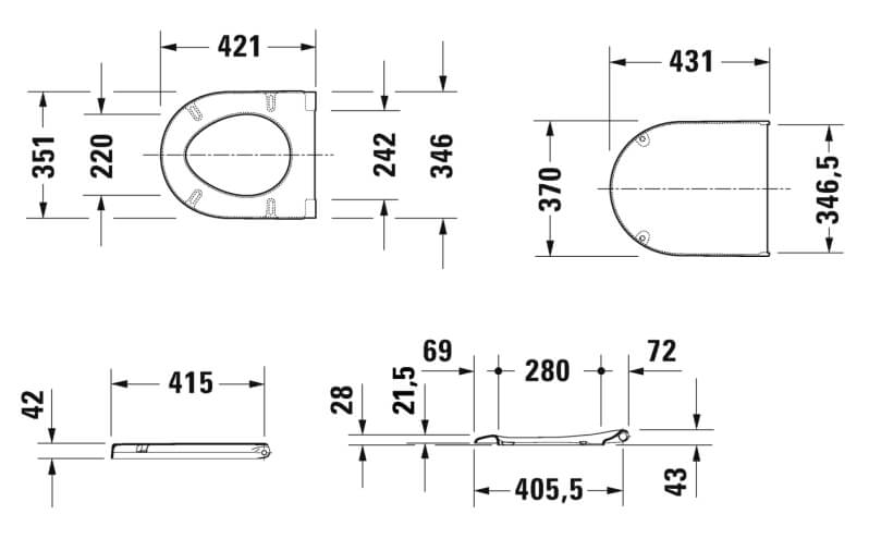Duravit Starck 3 Wall Mounted WC Pan And Seat With Durafix