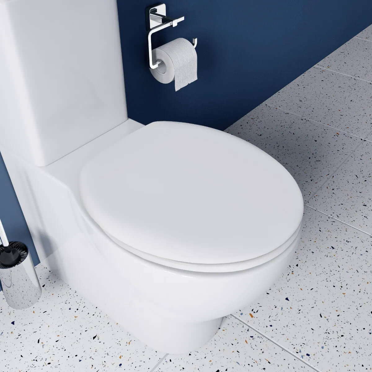 43.5 x 38 x 5 cm Croydex Flexi-Fix Grasmere Always Fits Never Slips Anti Bacterial Toilet Seat White 