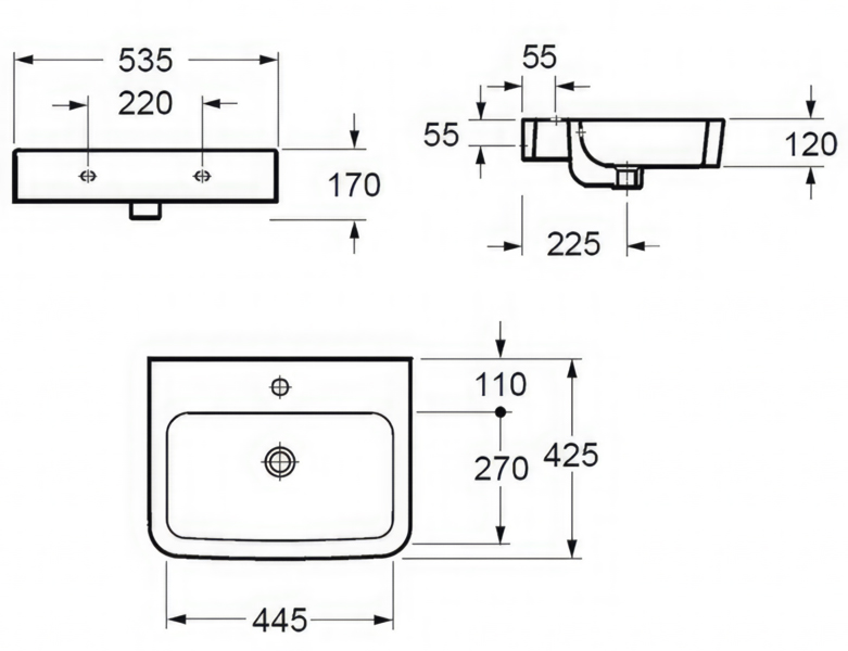 IMEX Suburb White 530mm 1 Taphole Basin | L1063A1