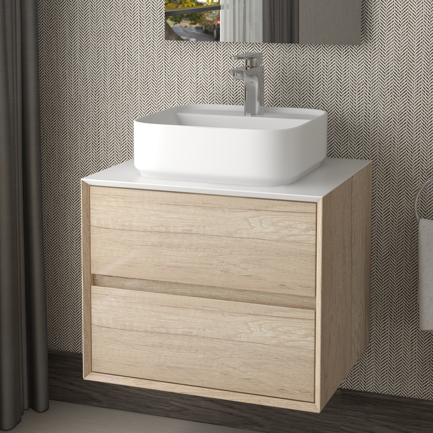 IMEX Grace Two Drawer Wall Mounted Cabinet In Natural Oak | FZHF2782 ...