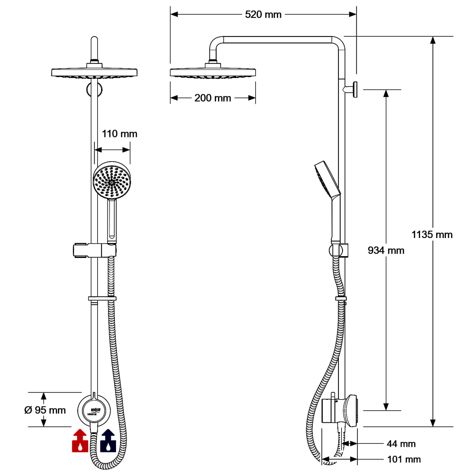 Mira Minimal Chrome Dual Outlet Thermostatic Mixer Shower - 1.1943 