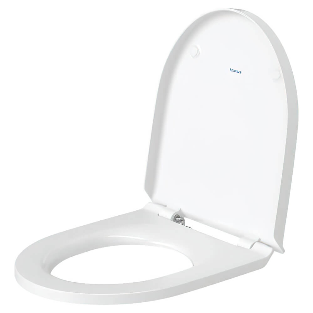 Ogomondo Universal White Wood MDF Toilet Seat - Soft Closing, Oval Elongated, With Hinges (3 Piece Set)