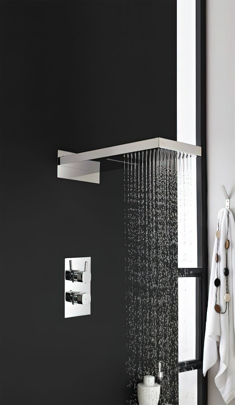 Hudson Reed Rectangular Fixed Shower Head Chrome With Waterfall HEAD48