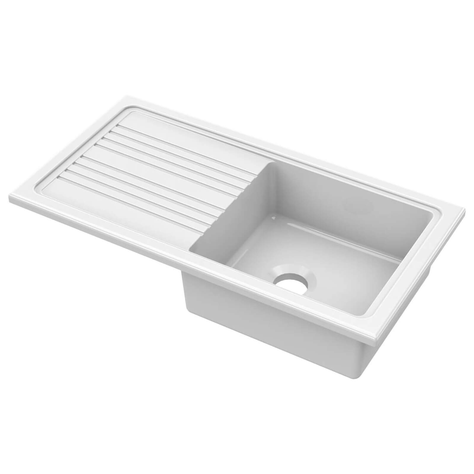 Nuie Counter Top Single Bowl Traditional Fireclay Sinks 1010 x 525mm