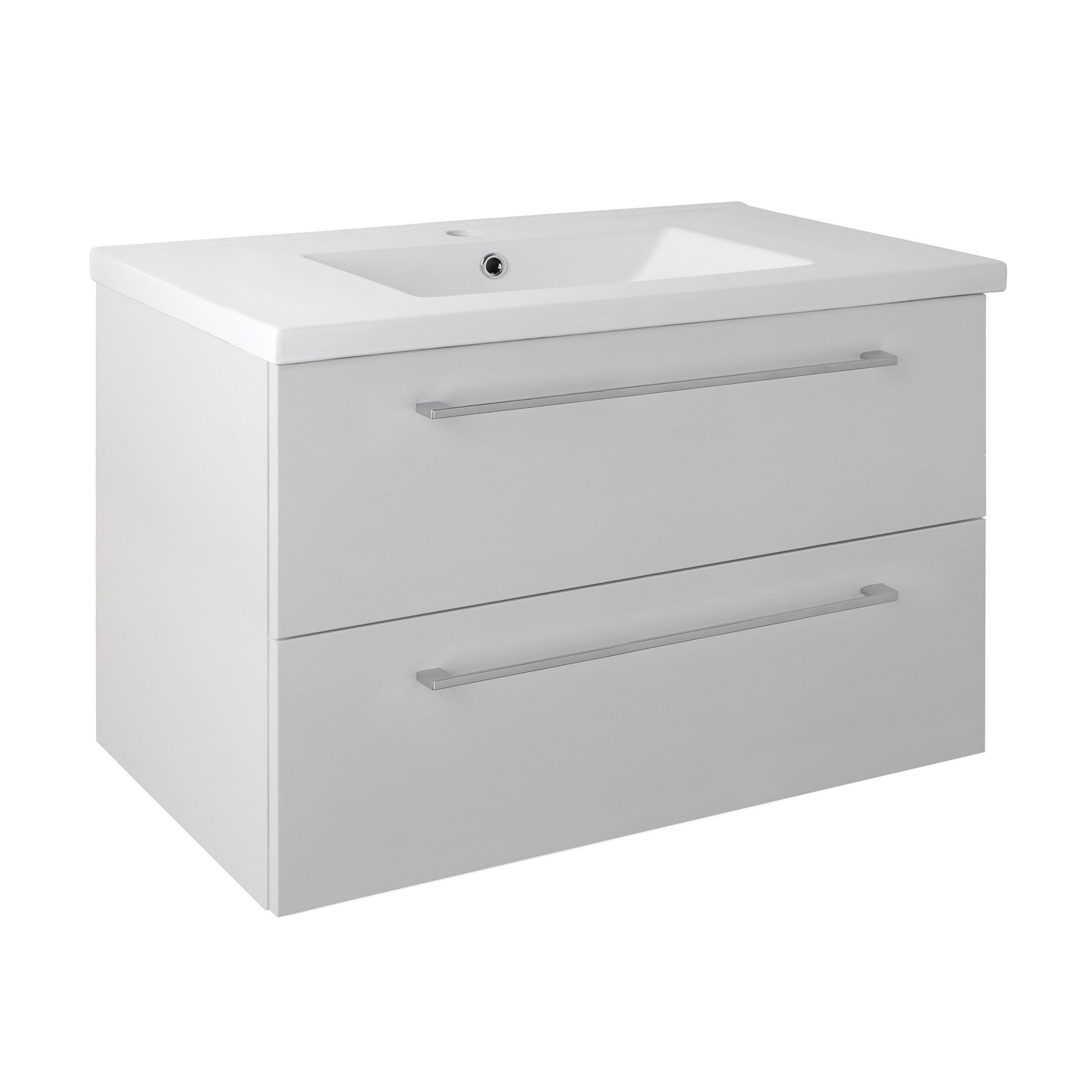 QS Basics Tempo Wall-Mounted Double Drawer Unit With Basin