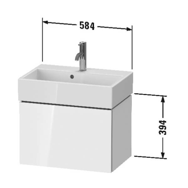 Duravit L-Cube Wall Mounted 584mm Wide 1 Drawer Vanity Unit For Vero ...