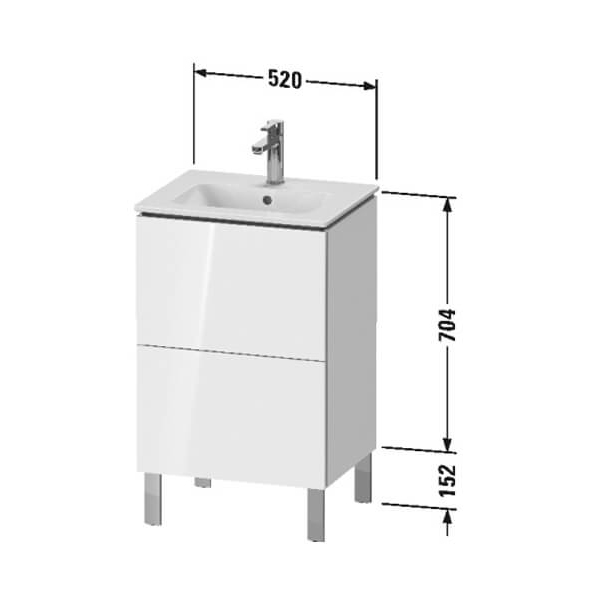 Duravit L-Cube Floor Standing Two Drawer Vanity Unit For Me-By-Starck Basin