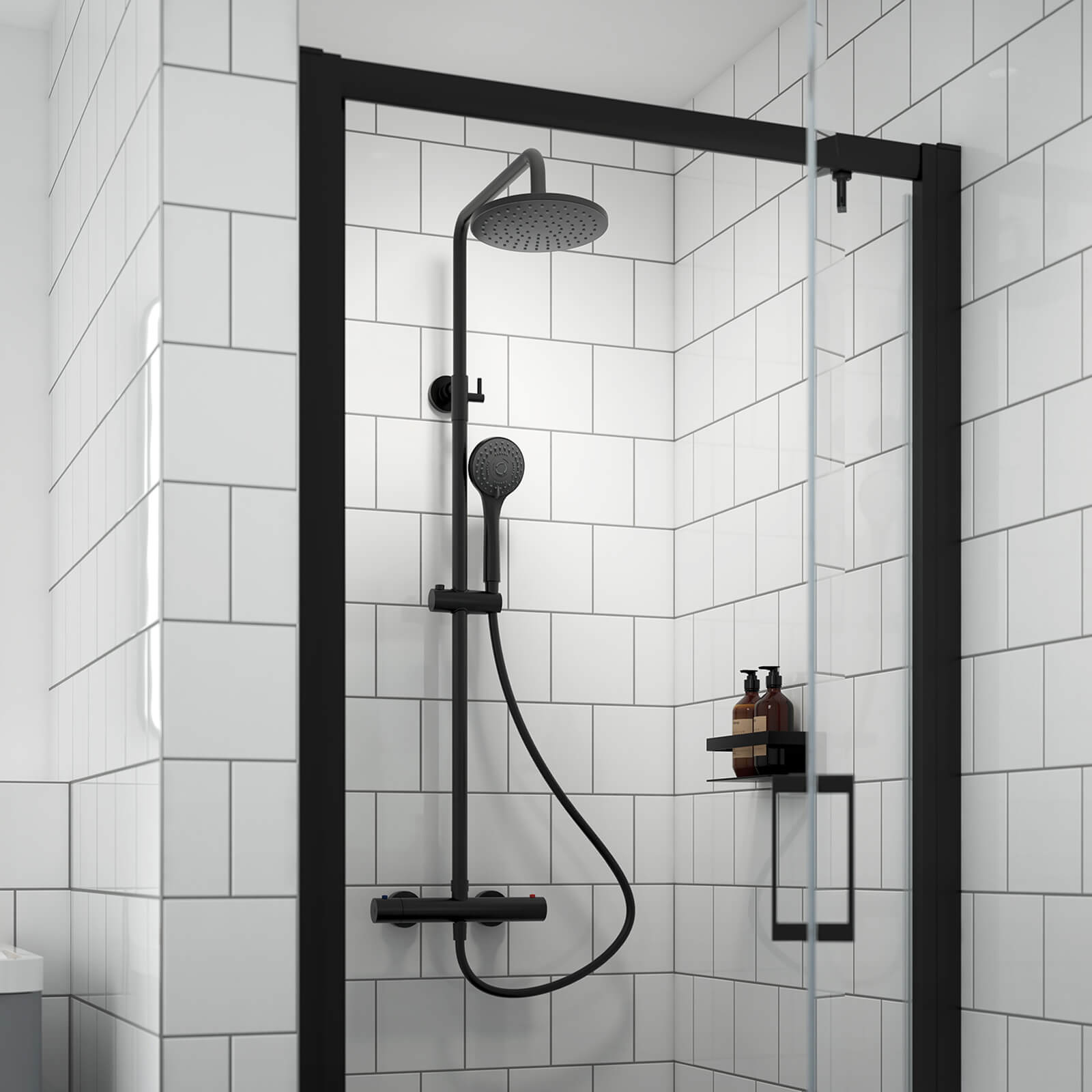 Nuie Arvan Round Thermostatic Bar Valve And Shower Kit