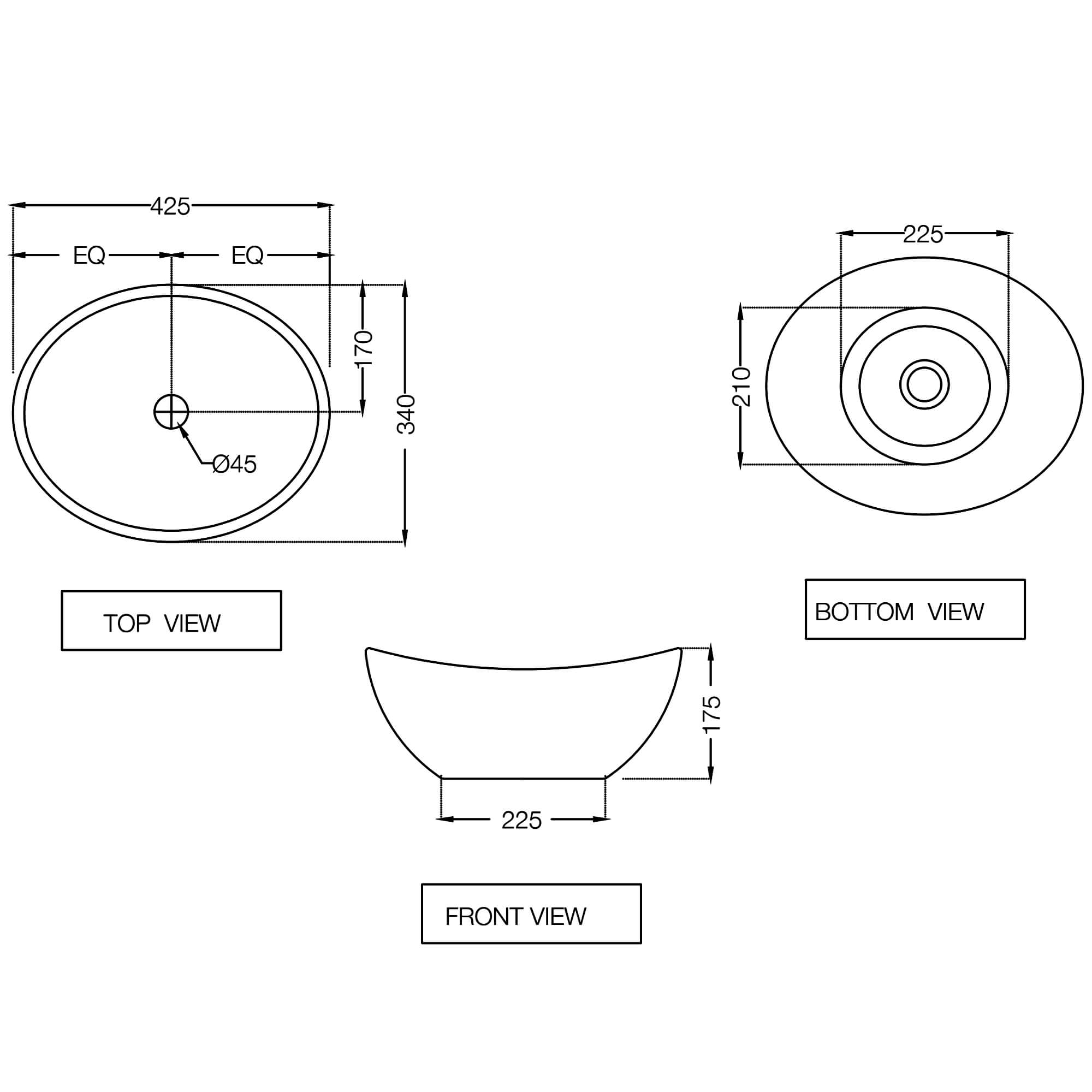 Jaquar Continental Prime 425mm White Countertop Basin