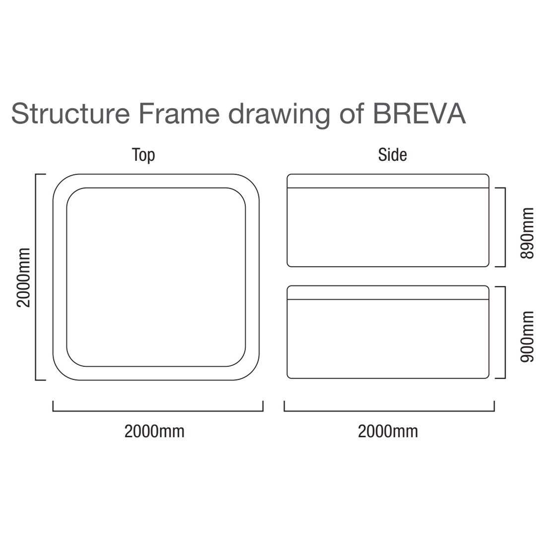Jaquar Breva 2000 x 2000mm 5-Seater Spa Outdoor Bathtub