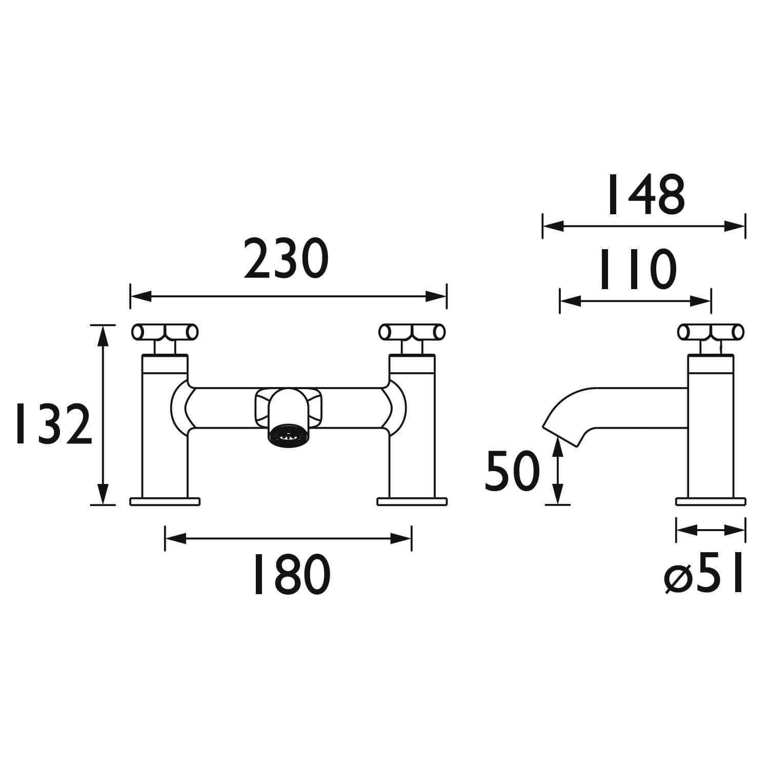 Bristan Naxos Chrome Deck Mounted Bath Filler Tap