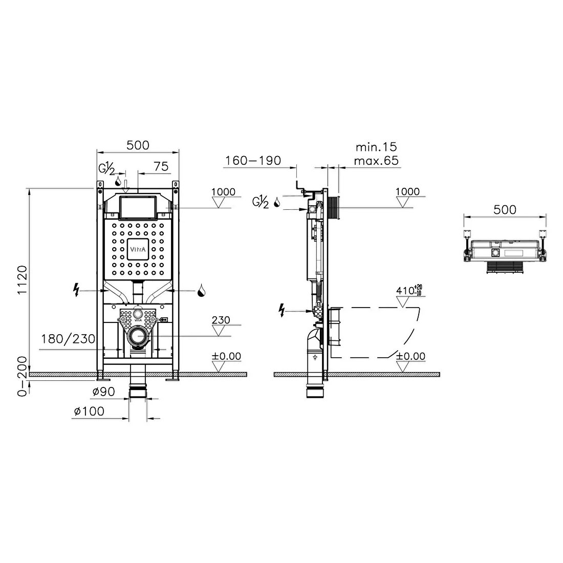 VitrA V-Fix Prime Regular Floor And Wall Fixation Frame For Wall Hung ...