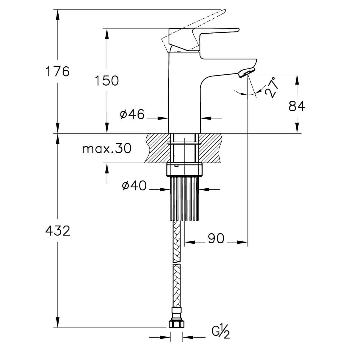 VitrA Flow Soft Deck Mounted Basin Mixer Tap