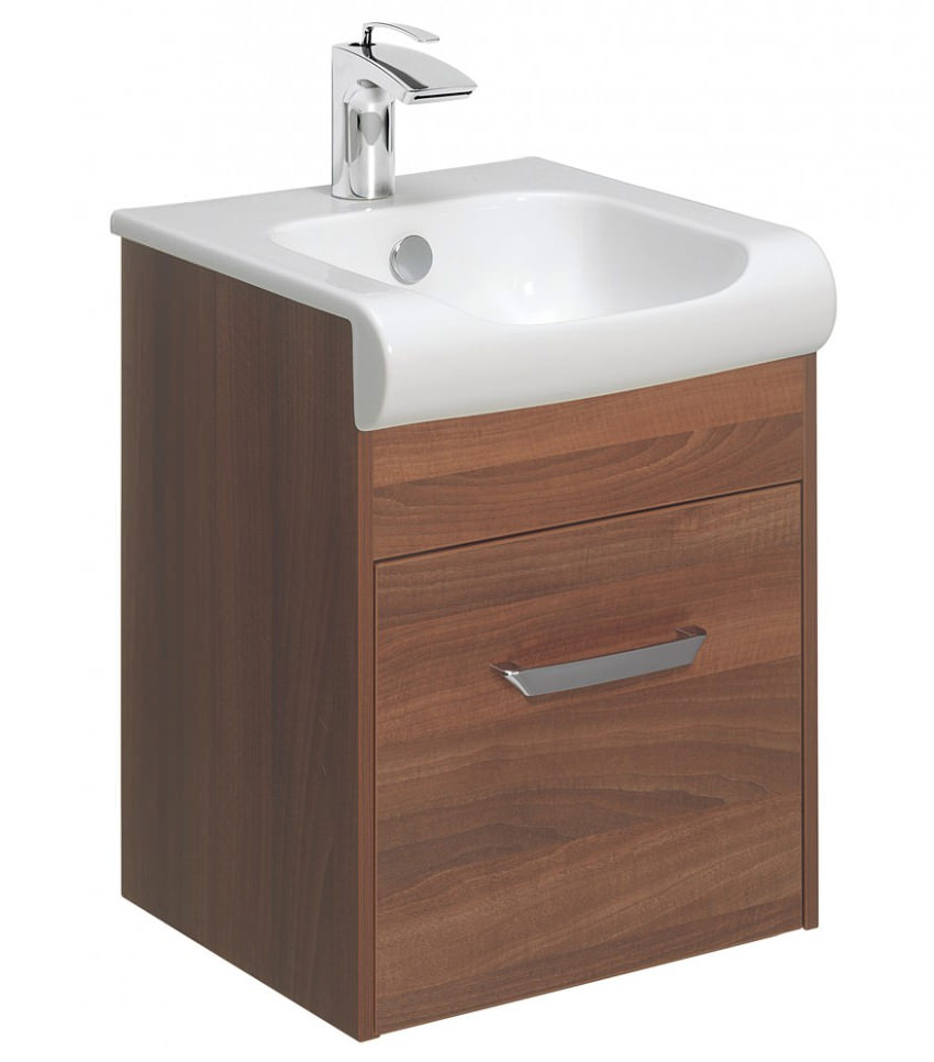 Bauhaus Essence 400mm Wall Hung Walnut Vanity Unit And Basin ES4000DWT+