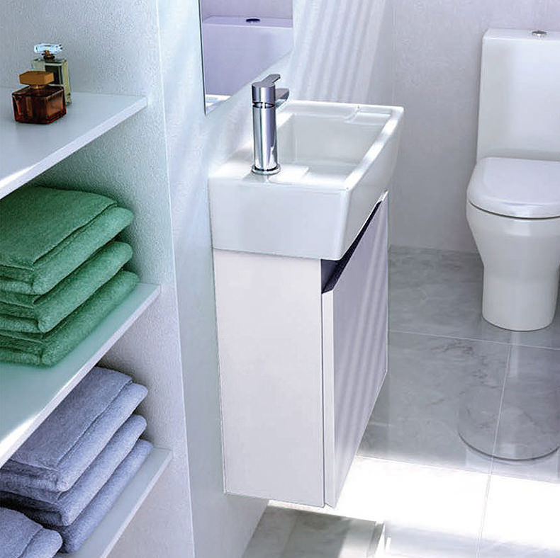 Britton Aqua Compact 250 Wall Hung Unit And LH Cloakroom Basin