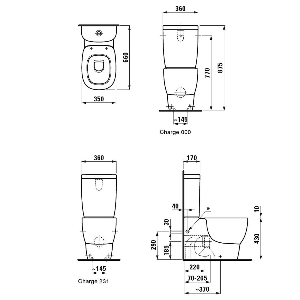 Laufen Mimo Close Coupled Back To Wall WC 660mm Including Cistern 8.2455.6.000.231.1