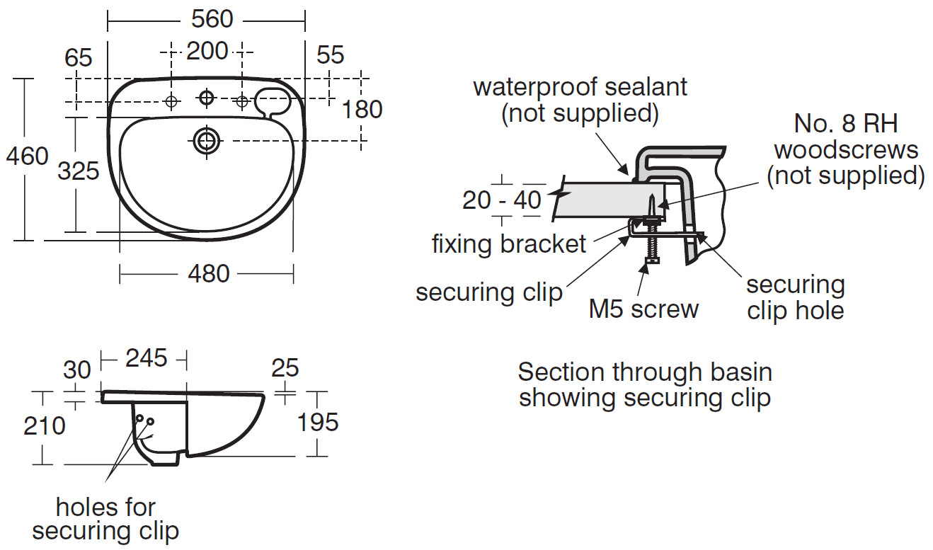 Ideal Standard Studio 560mm Semi-Countertop Basin With 2 Tapholes