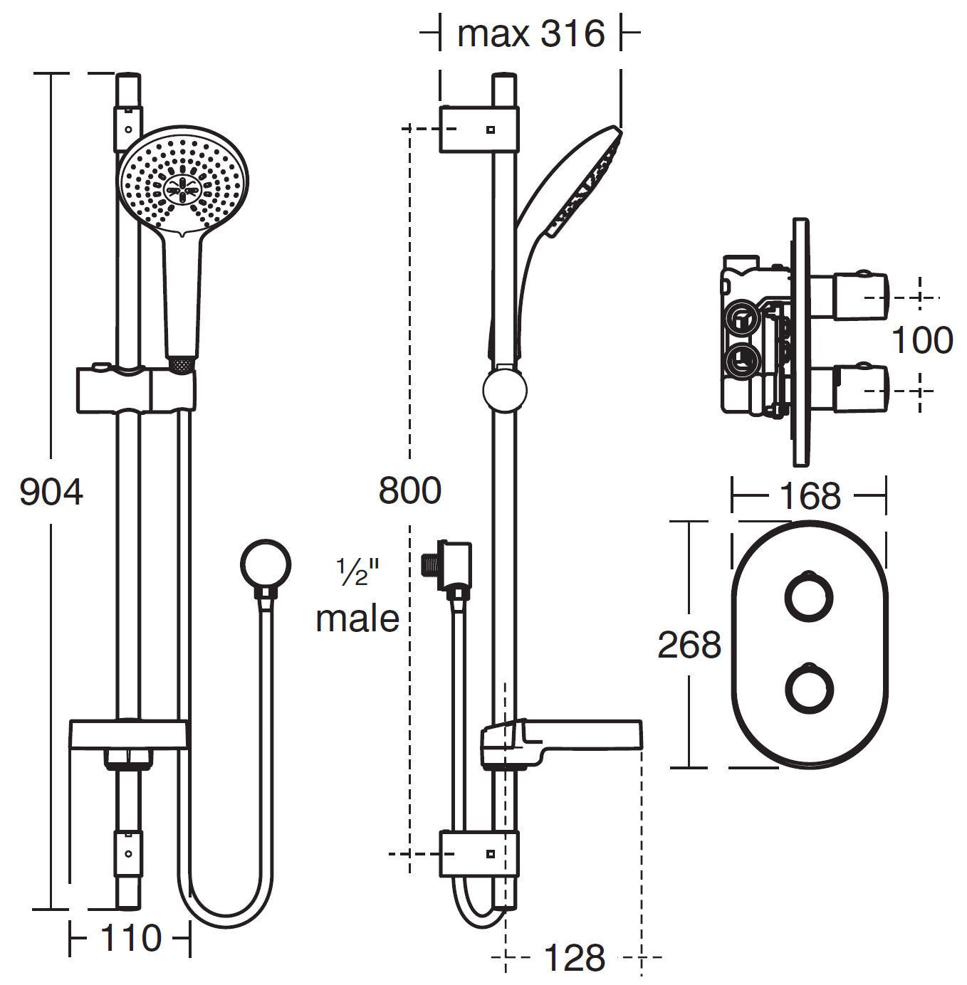 Ideal Standard Trevi TT Ascari Built In Shower Pack - A5786AA