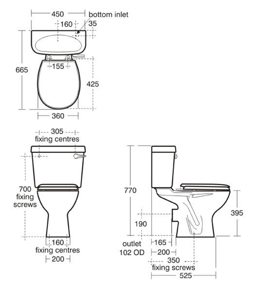 Armitage Shanks Sandringham Close Coupled WC Pan With Lever Cistern ...