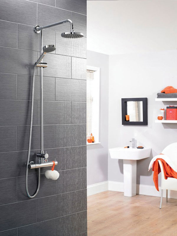 Deva Vision Thermostatic Bar Shower With Riser Kit And Diverter | VSNBDEF