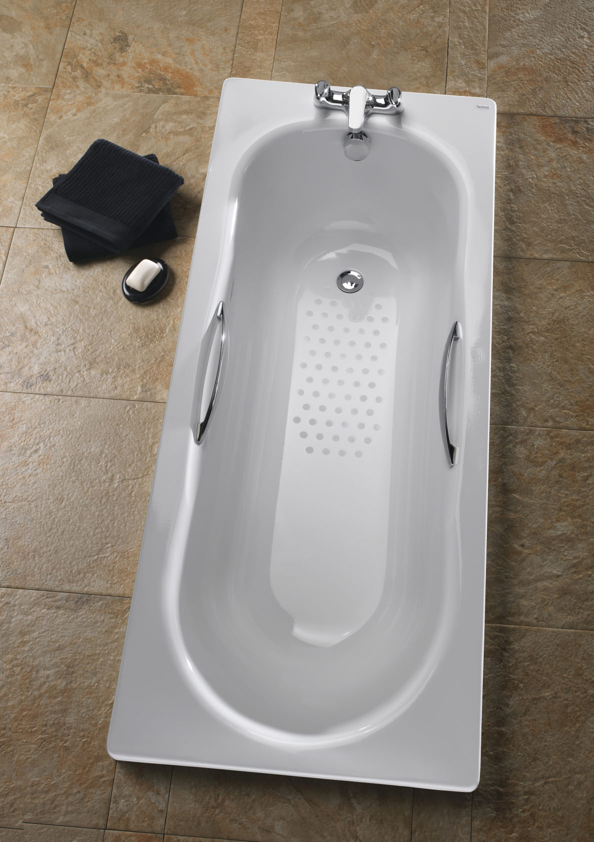 Twyford Celtic Single Ended White Plain Steel Bath With Legs And